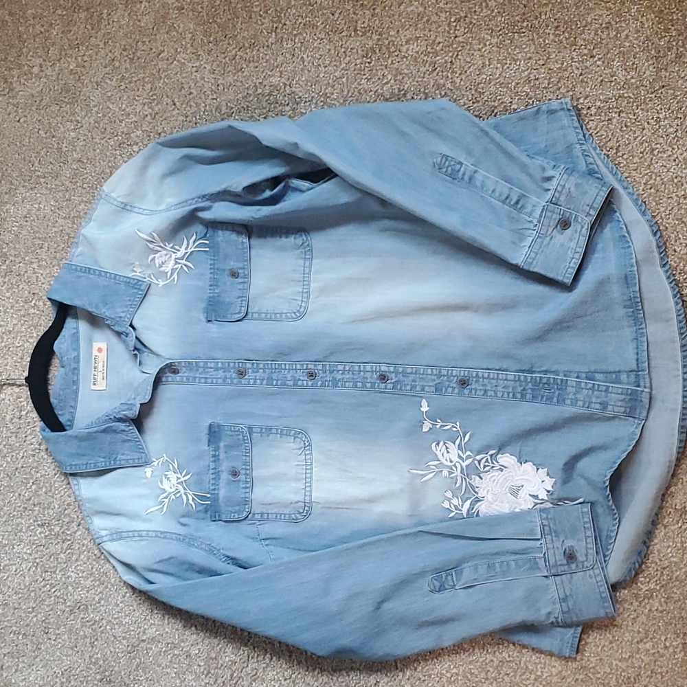 Ruff Hewn Denim look embroidered shirt